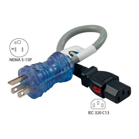 Conntek 27167-012, 13-Amp, Hospital/Medical Grade Power Cord With Push Lock
